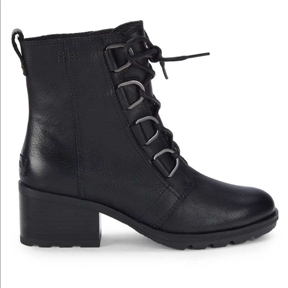 SOREL CATE LACE UP LEATHERS BLACK BOOTIE Size: 8 - Picture 6 of 11